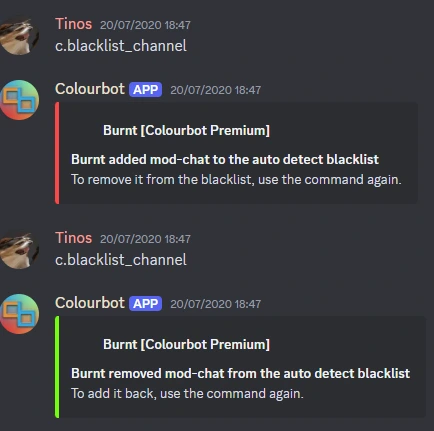 Blacklisting channels feature in Colourbot