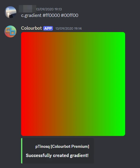 Colour gradient feature in Colourbot