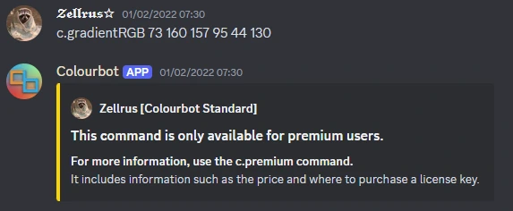 You must have a premium account to use this Colourbot command